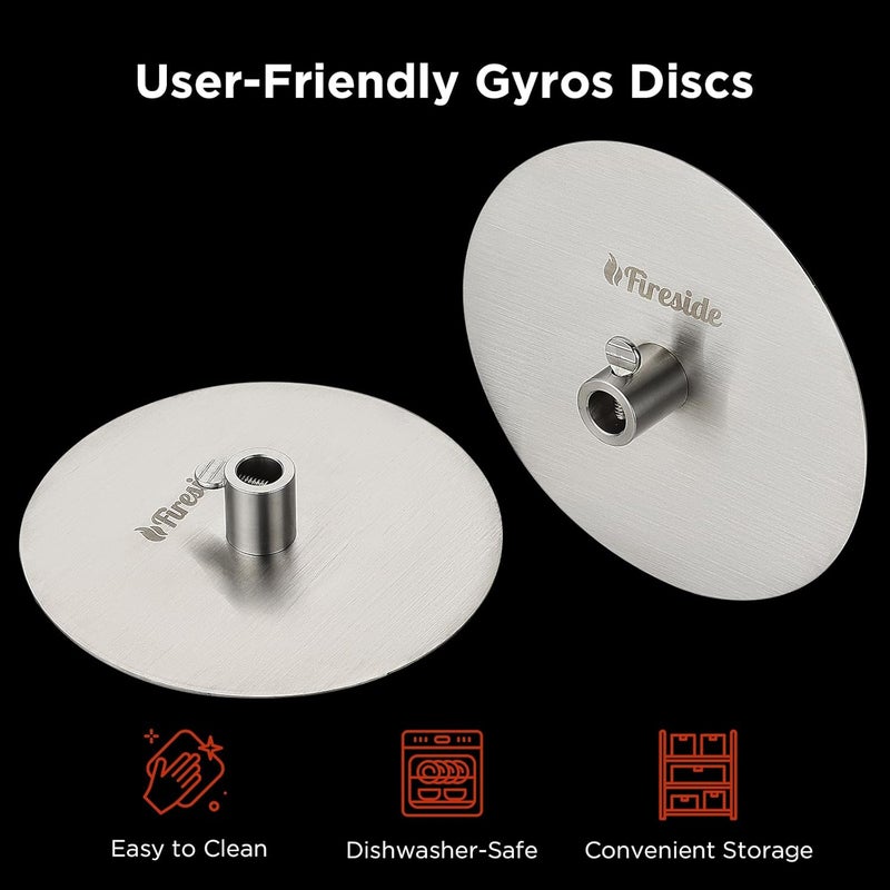 TURBRO Universal Grill Rotisserie Gyros Disc, 304 Stainless Steel, Fits 1/2” or 3/8" Hexagon, 3/8" or 5/16" Square Spit Rods, Compatible with Most Grills, for Outdoor BBQ, Set of 2 Discs - Image 4